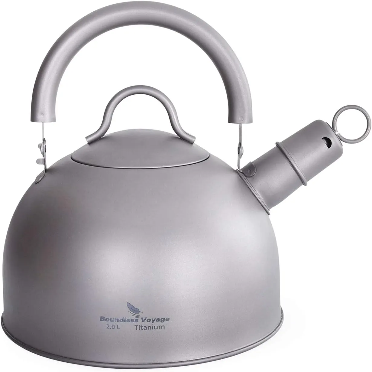 Boundless Voyage Ultralight Portable Big Capacity Pot with Warning Buzzer 2L Titanium Tea Kettle for Boiling Water Coffee Tea Ti1584A