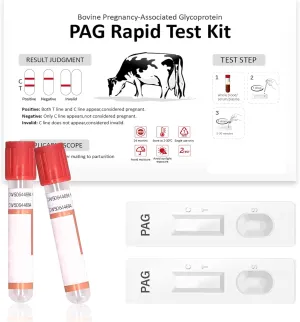 Bovine Pregnancy Test Kit - Includes 2 Tests, Rapid Results in 5-20 Minutes for Dairy & Beef Cows, Whole Blood, Serum & Plasma-Based Tests