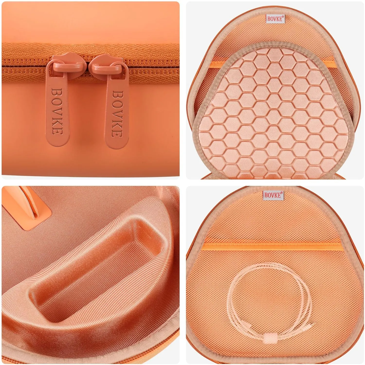 BOVKE Hard Carrying Case with Sleep Mode for Apple AirPods Max Wireless Over-Ear Headphones, AirPods Max Protective Portable Storage Bag with Mesh Pocket for USB-C Charging Cables Accessories, Orange