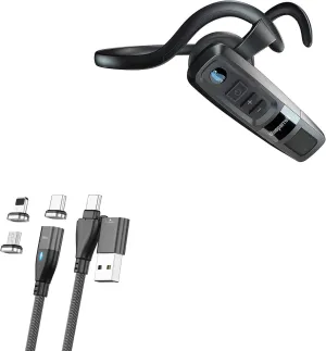 BoxWave Cable Compatible with BlueParrott C300-XT - MagnetoSnap PD AllCharge Cable (100W), Magnet Charging Braided USB Type-C Micro - Jet Black