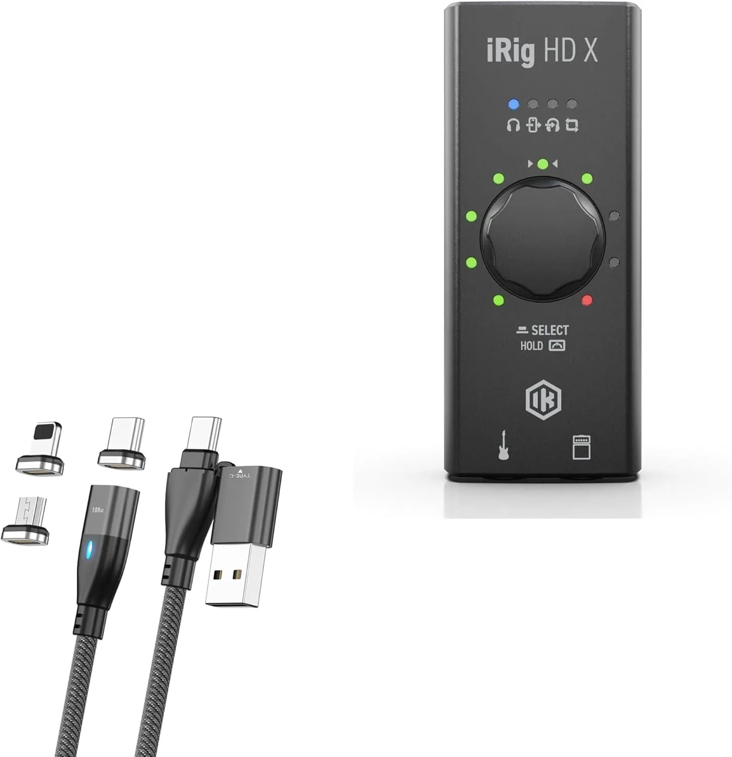 BoxWave Cable Compatible with IK Multimedia iRig HD X - MagnetoSnap PD AllCharge Cable (100W), Magnet Charging Braided USB Type-C Micro - Jet Black