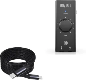 BoxWave Cable Compatible with IK Multimedia iRig USB - DirectSync PD Cable (10ft) - USB-C to USB-C (100W), Long Type C Braided Nylon Alloy Fast Charge - Jet Black