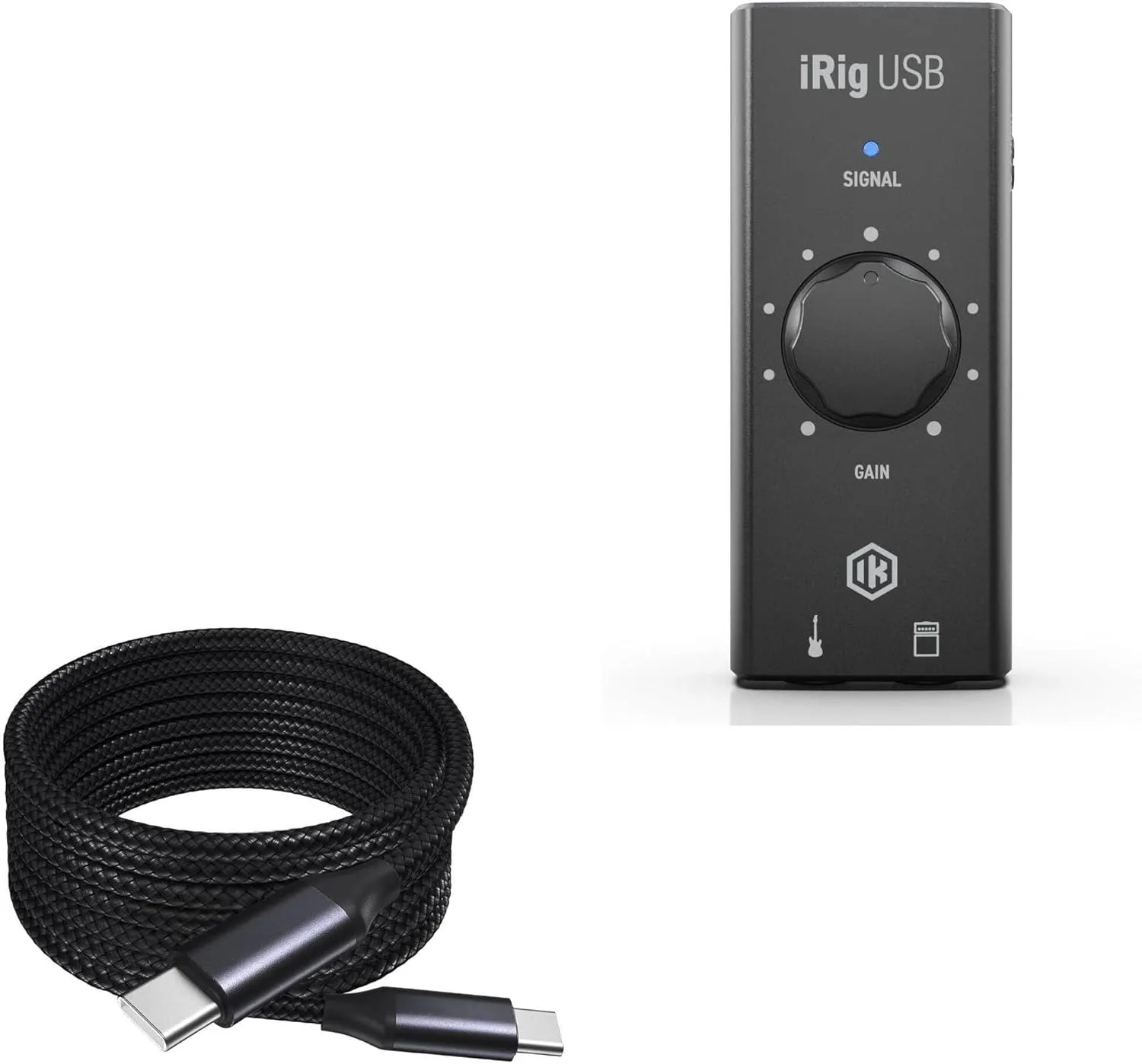 BoxWave Cable Compatible with IK Multimedia iRig USB - DirectSync PD Cable (10ft) - USB-C to USB-C (100W), Long Type C Braided Nylon Alloy Fast Charge - Jet Black