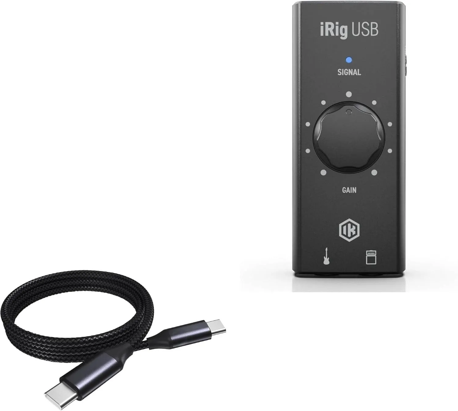 BoxWave Cable Compatible with IK Multimedia iRig USB - DirectSync PD Cable (3ft) - USB-C to USB-C (100W), Type C Braided Charge and Fast Sync - Jet Black