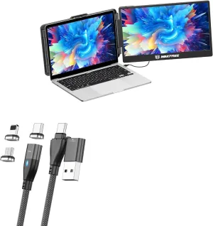 BoxWave Cable Compatible with Maxfree S1 (14 in) - MagnetoSnap PD AllCharge Cable (100W), Magnet Charging Braided USB Type-C Micro - Jet Black