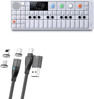 BoxWave Cable Compatible with Teenage Engineering OP-1 - MagnetoSnap PD AllCharge Cable (100W), Magnet Charging Braided USB Type-C Micro - Jet Black