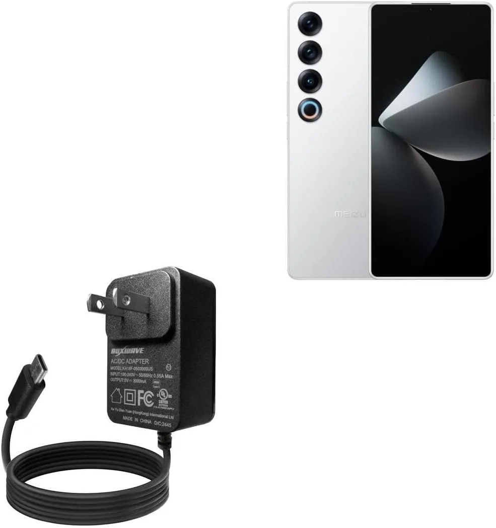 BoxWave Charger Compatible with Meizu 21 Pro - Wall Charger Direct (15W), Rapid Charge Your Device with Built-in 6ft Cable