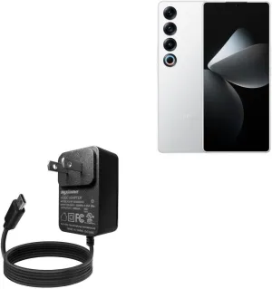 BoxWave Charger Compatible with Meizu 21 Pro - Wall Charger Direct (15W), Rapid Charge Your Device with Built-in 6ft Cable