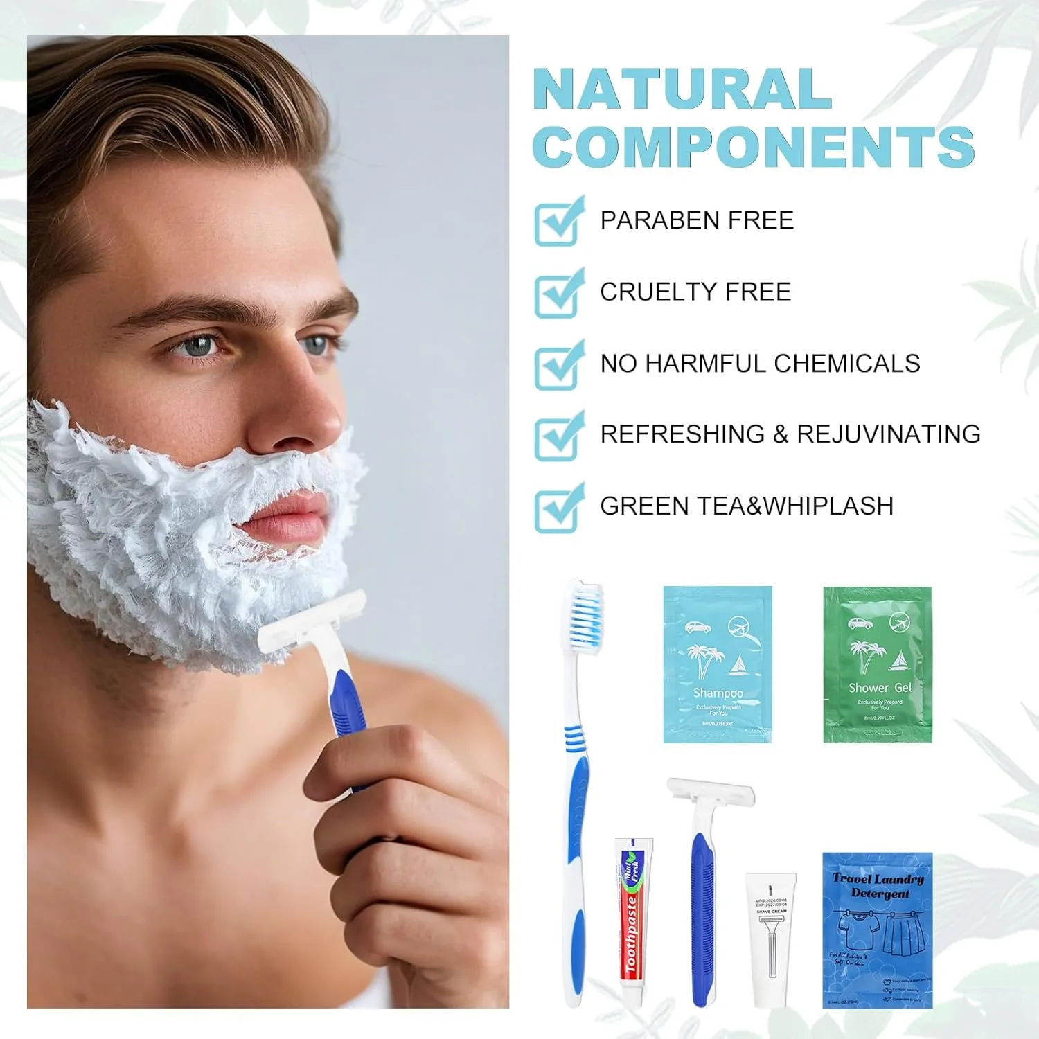 Bulk Hygiene Kits Homeless Supplies Bulk for Homeless Shelters, Travel, Charity, Hotel Include Razors with Shaving Cream, Body Wash, Shampoo and Liquid Laundry (20)