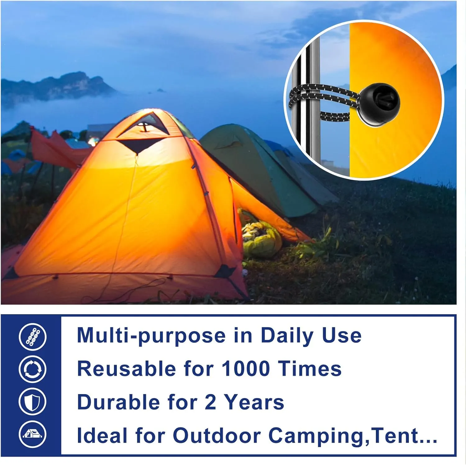 Bungee Balls 12 inch,50 pcs Tarp Bungee with Balls for Canopy, Camping Tarp, Shelter,Cargo,Tent Poles UV Resistant