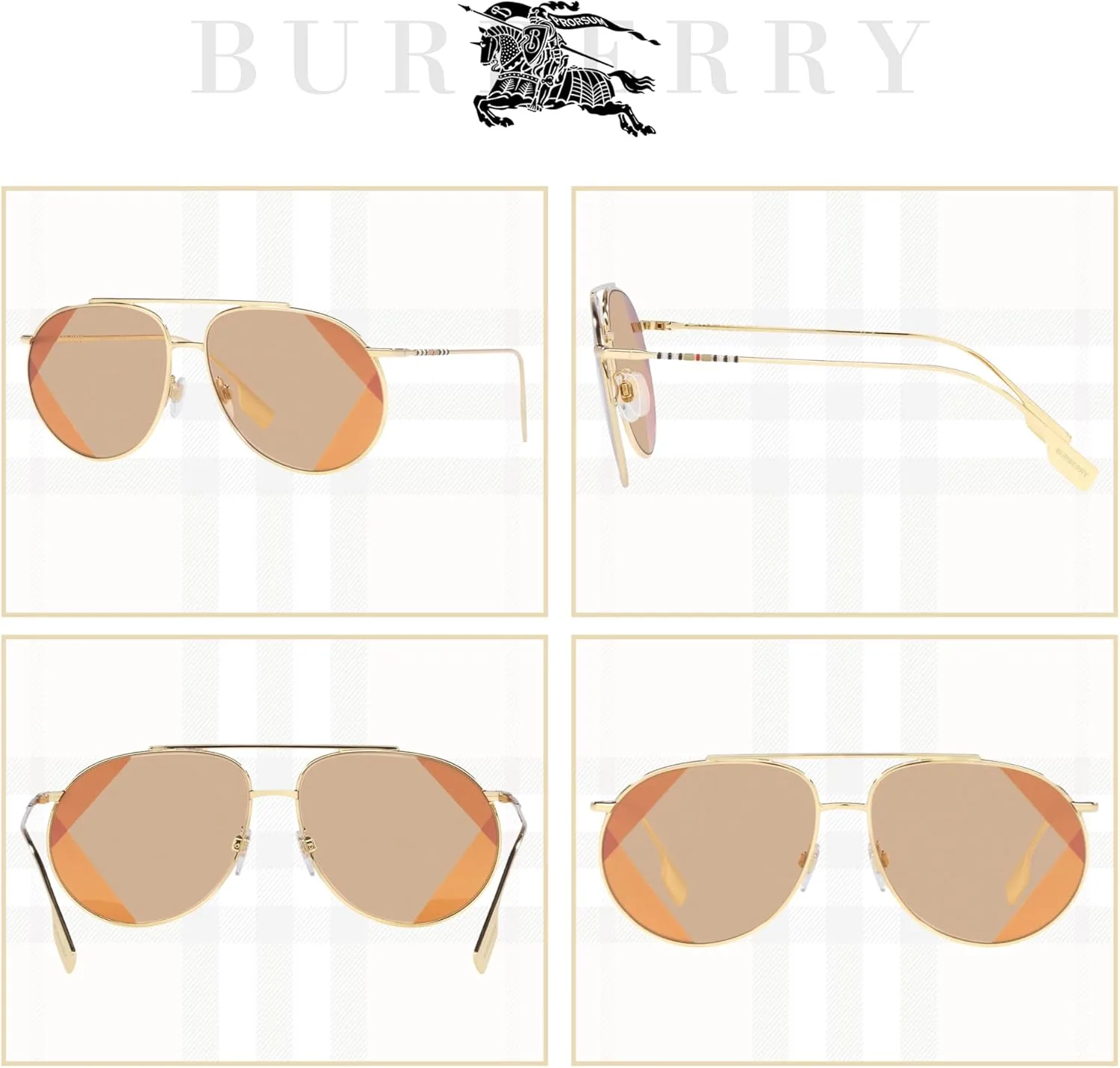BURBERRY Alice BE3138 Metal Aviator Sunglasses for Women   BUNDLE With Designer iWear Eyewear Kit