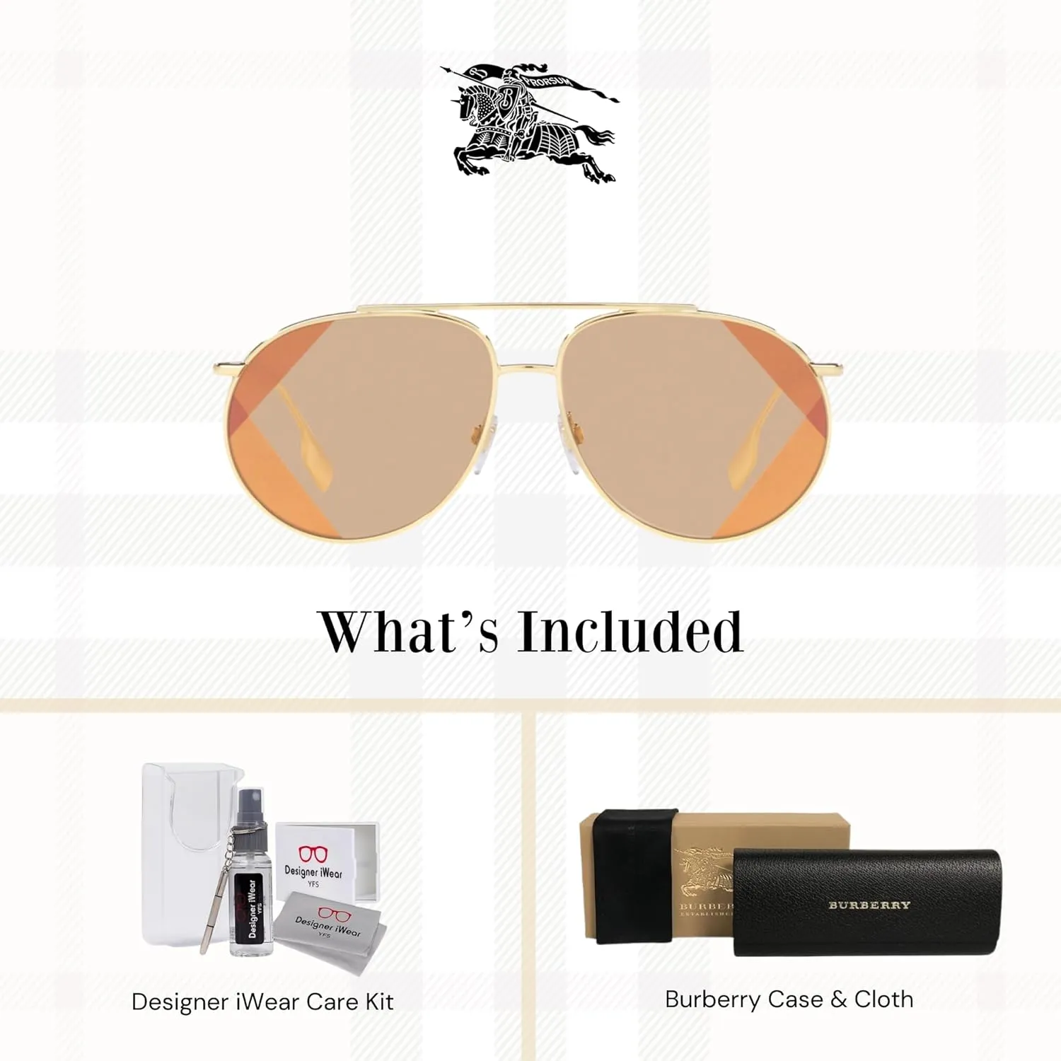 BURBERRY Alice BE3138 Metal Aviator Sunglasses for Women   BUNDLE With Designer iWear Eyewear Kit