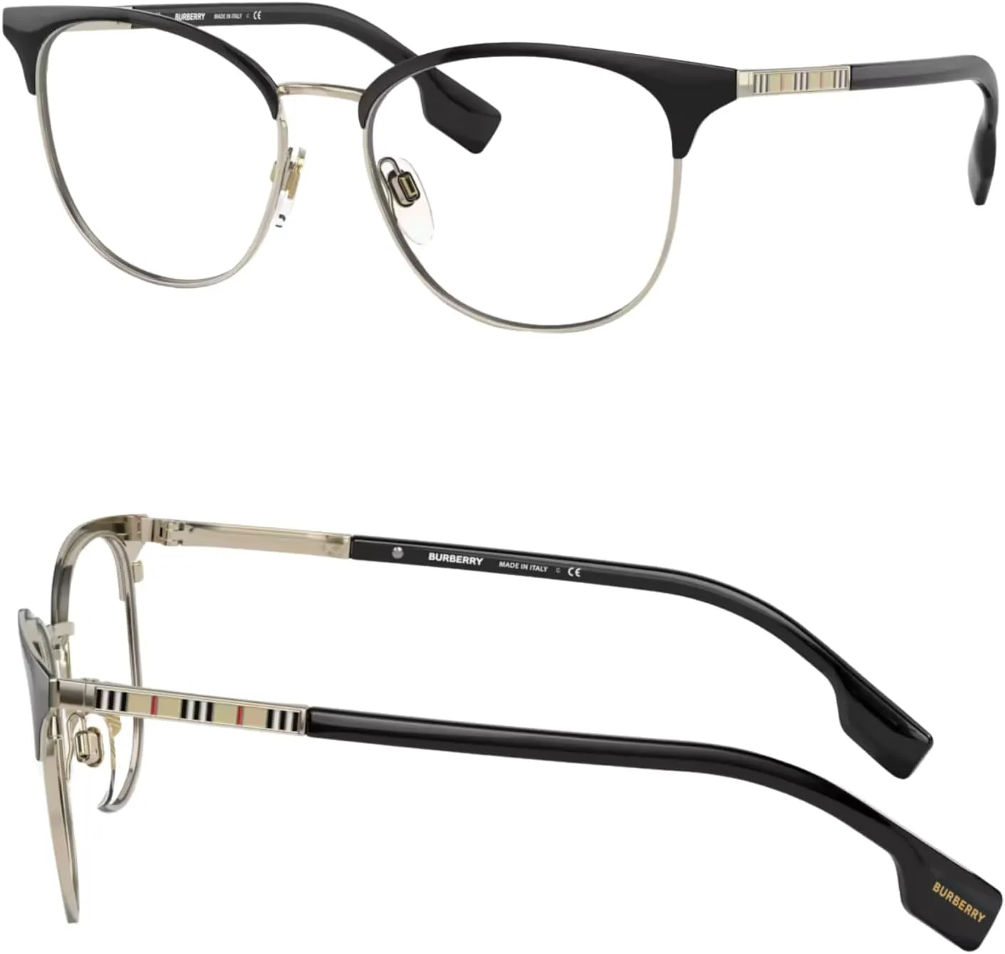 BURBERRY BE1355 Square Shape Metal Eyeglasses with eSHADES Luxury Eyewear Kit Bundle