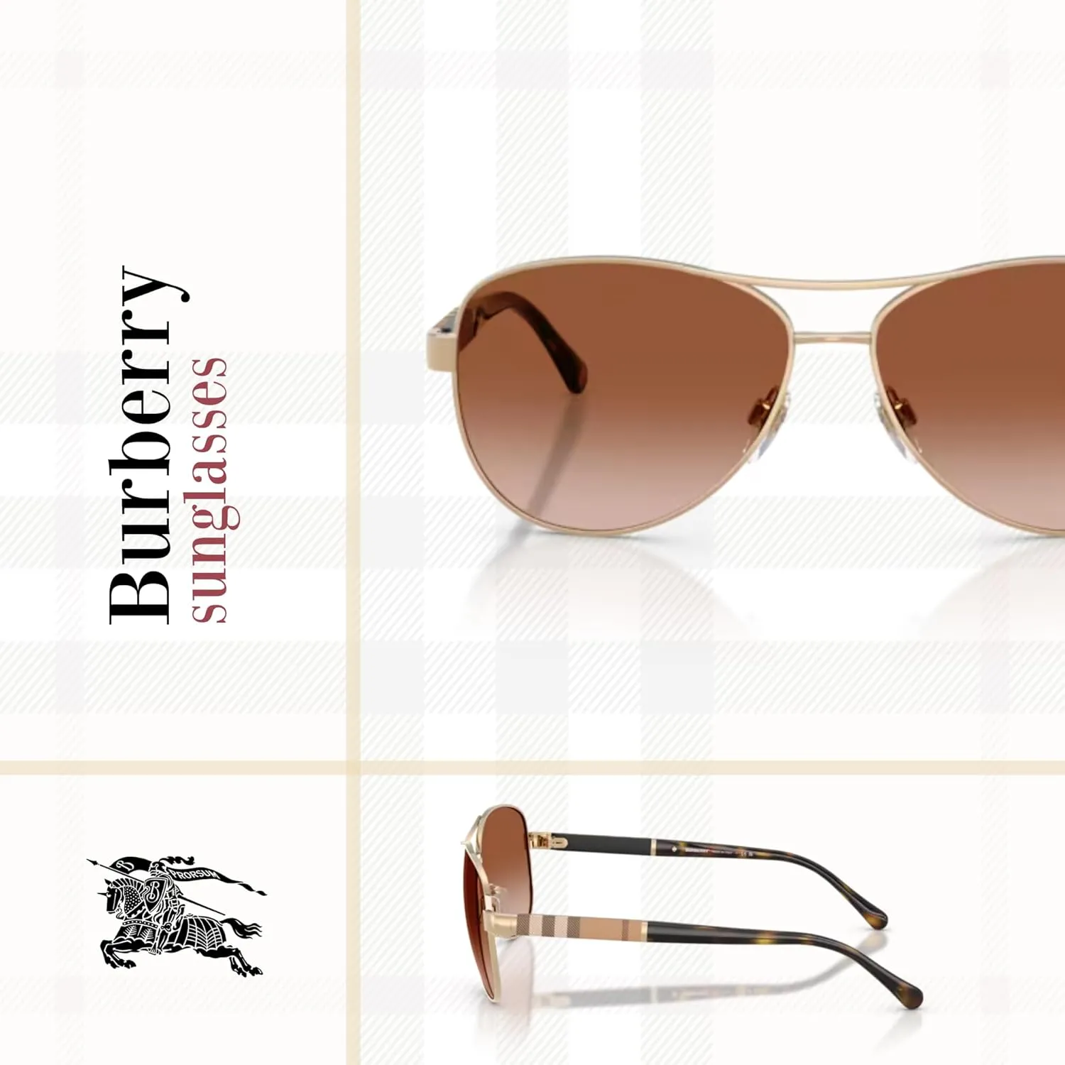 BURBERRY BE3080 Aviator Sunglasses For Women  BUNDLE with Designer iWear Eyewear Kit