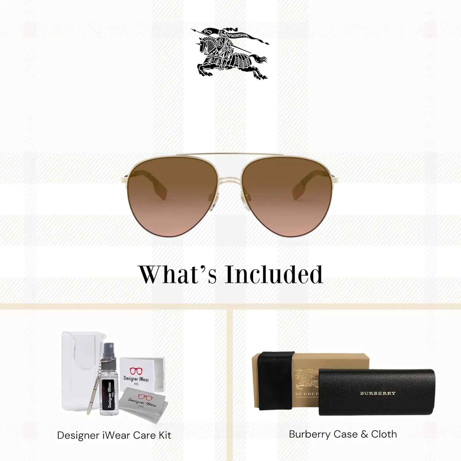 BURBERRY BE3113 Ferry Aviator Sunglasses for Women   BUNDLE with Designer iWear Eyewear Kit