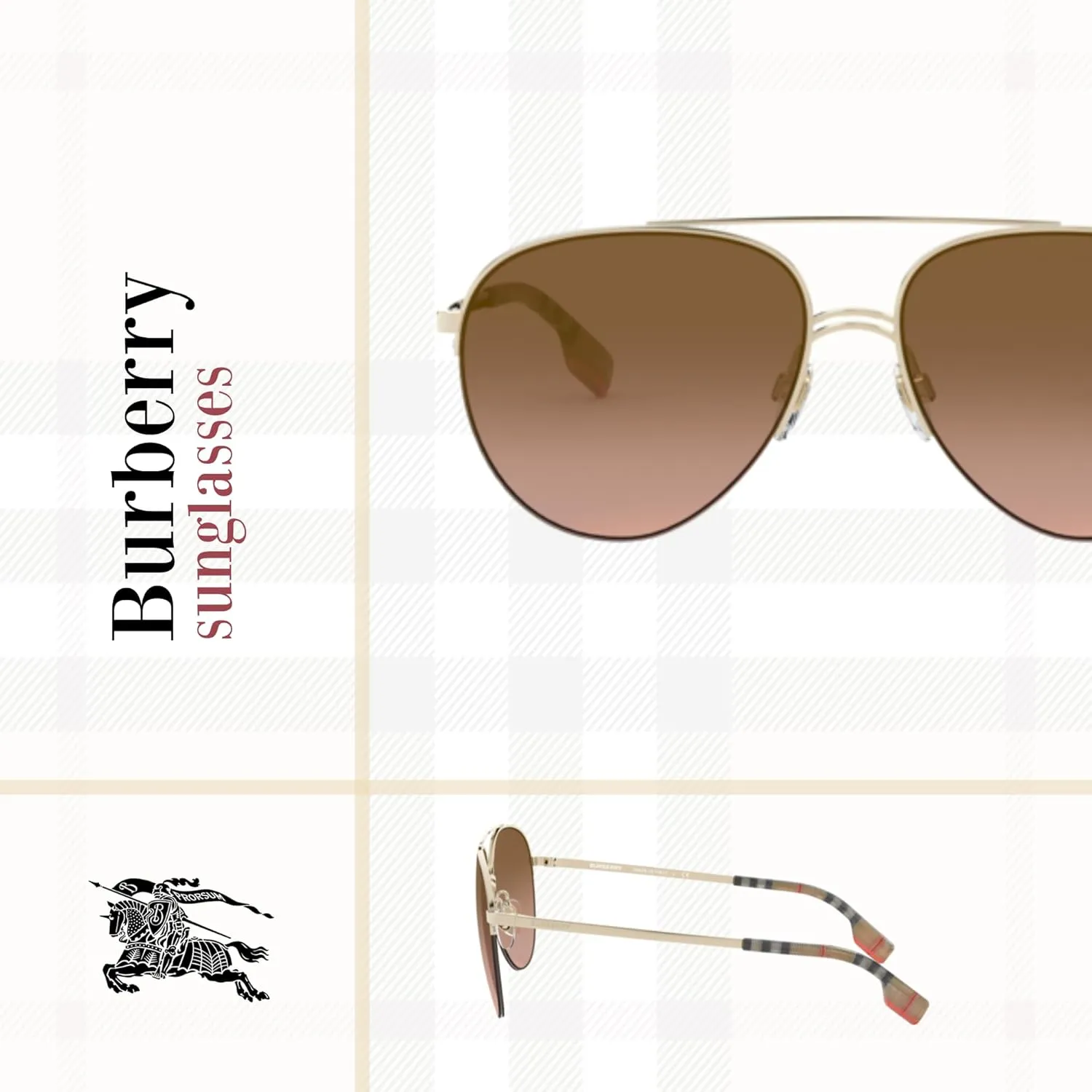 BURBERRY BE3113 Ferry Aviator Sunglasses for Women   BUNDLE with Designer iWear Eyewear Kit