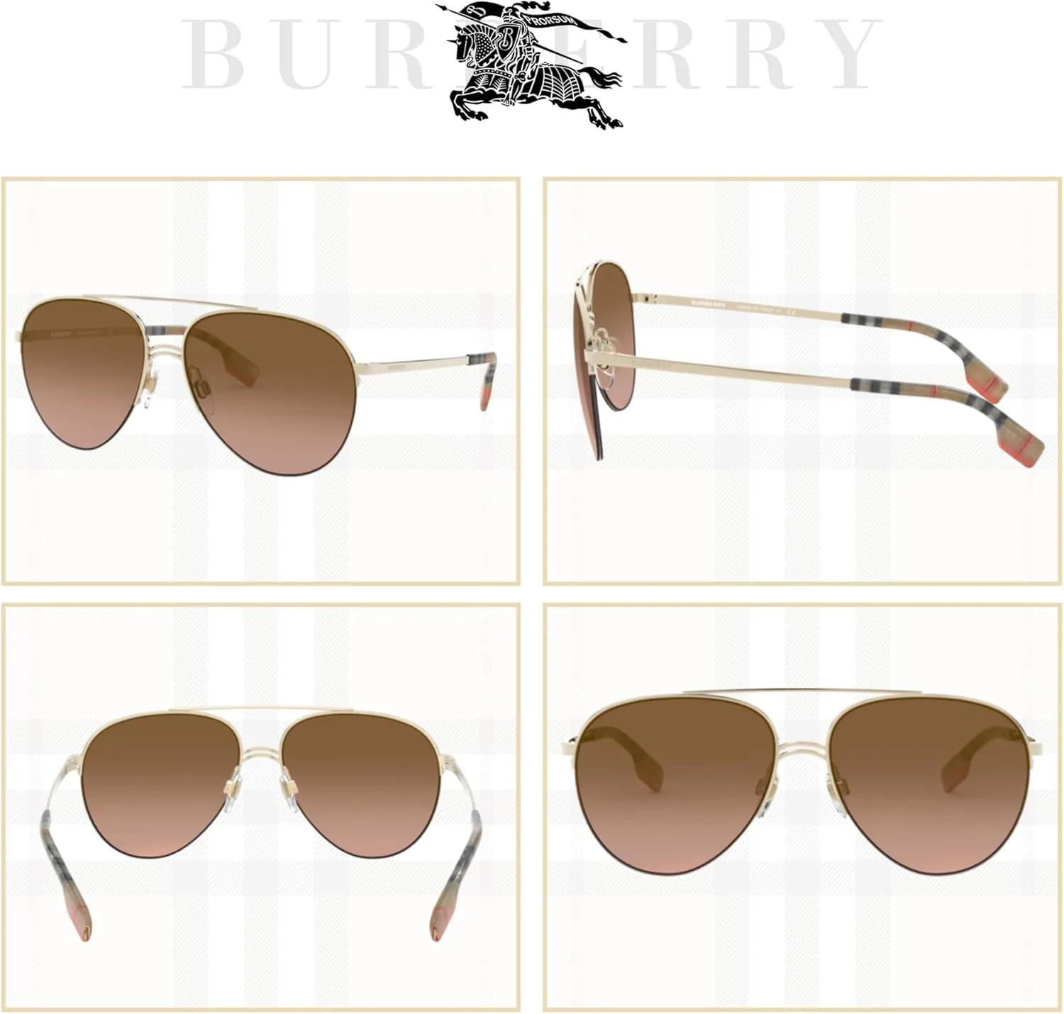 BURBERRY BE3113 Ferry Aviator Sunglasses for Women   BUNDLE with Designer iWear Eyewear Kit