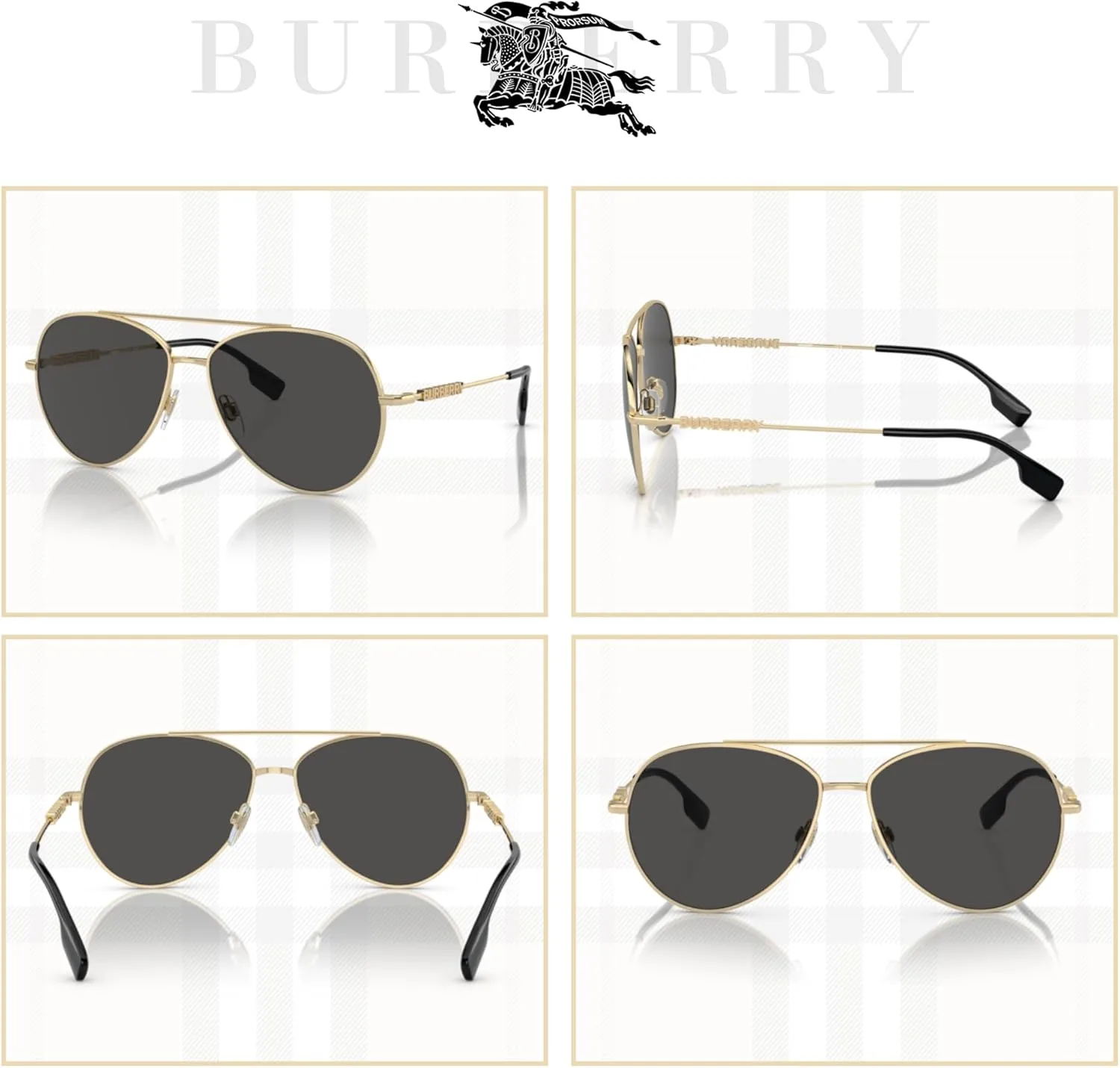 BURBERRY BE3147 Aviator Sunglasses for Women   BUNDLE With Designer iWear Complimentary Eyewear Kit