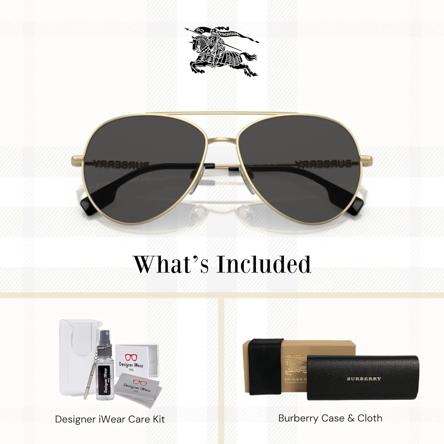 BURBERRY BE3147 Aviator Sunglasses for Women   BUNDLE With Designer iWear Complimentary Eyewear Kit