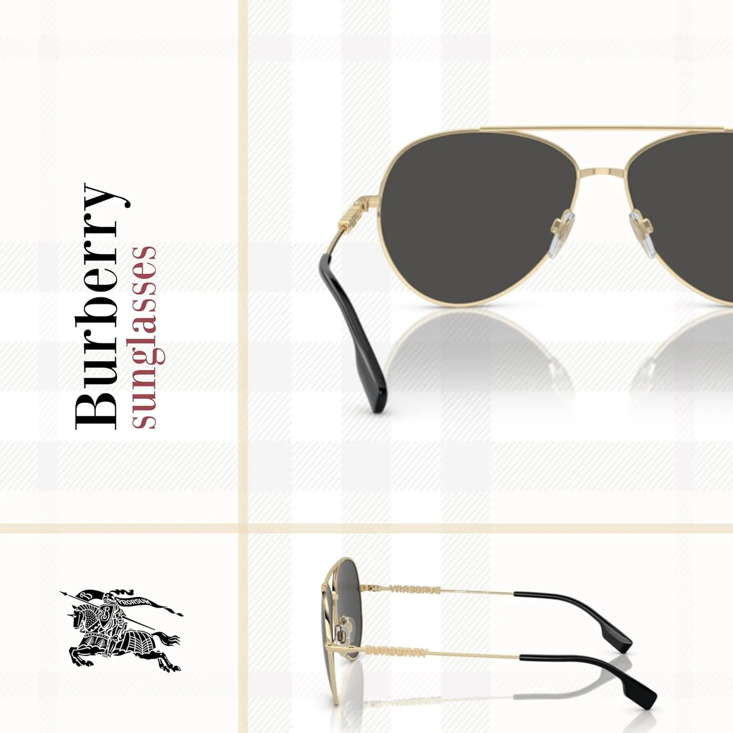 BURBERRY BE3147 Aviator Sunglasses for Women   BUNDLE With Designer iWear Complimentary Eyewear Kit