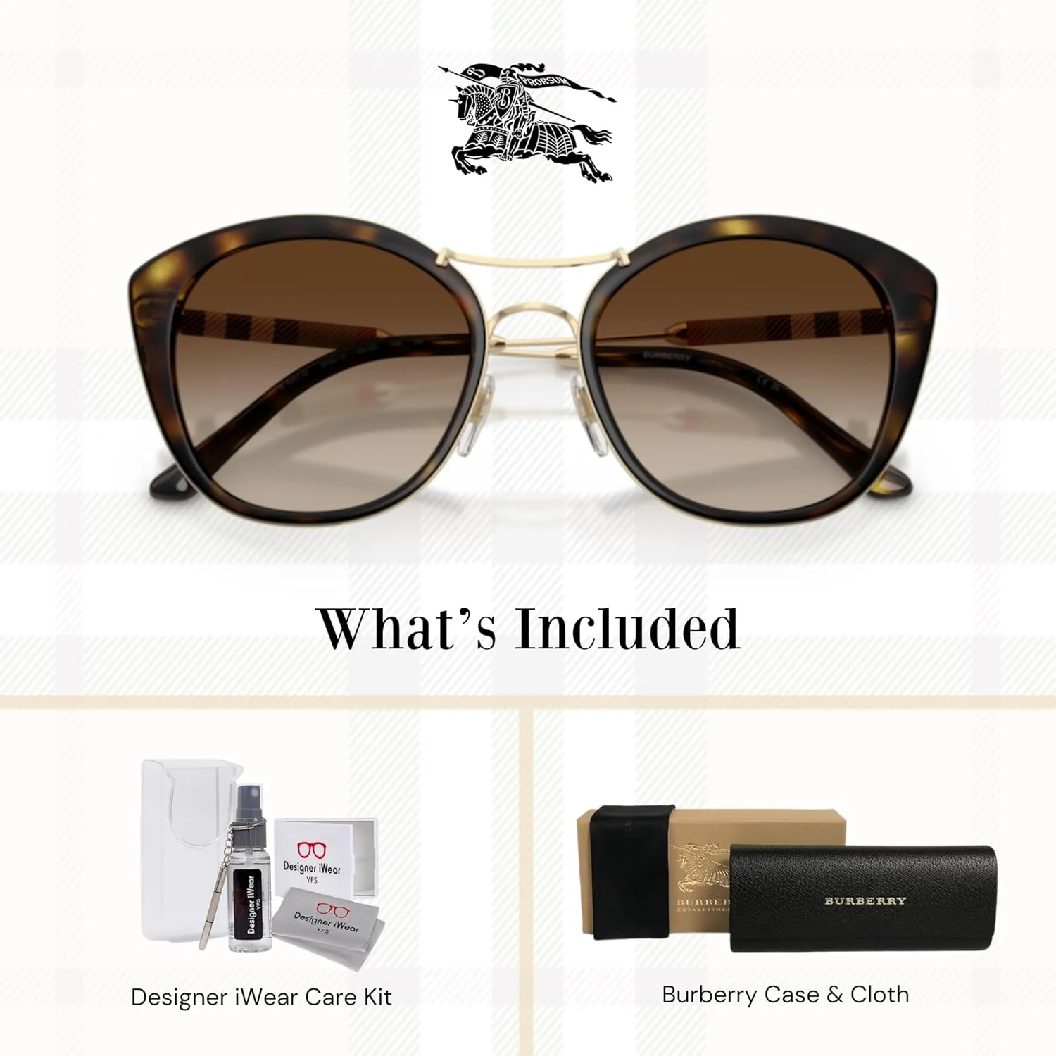 BURBERRY BE4251Q Round Sunglasses For Women   BUNDLE with Designer iWear Eyewear Kit