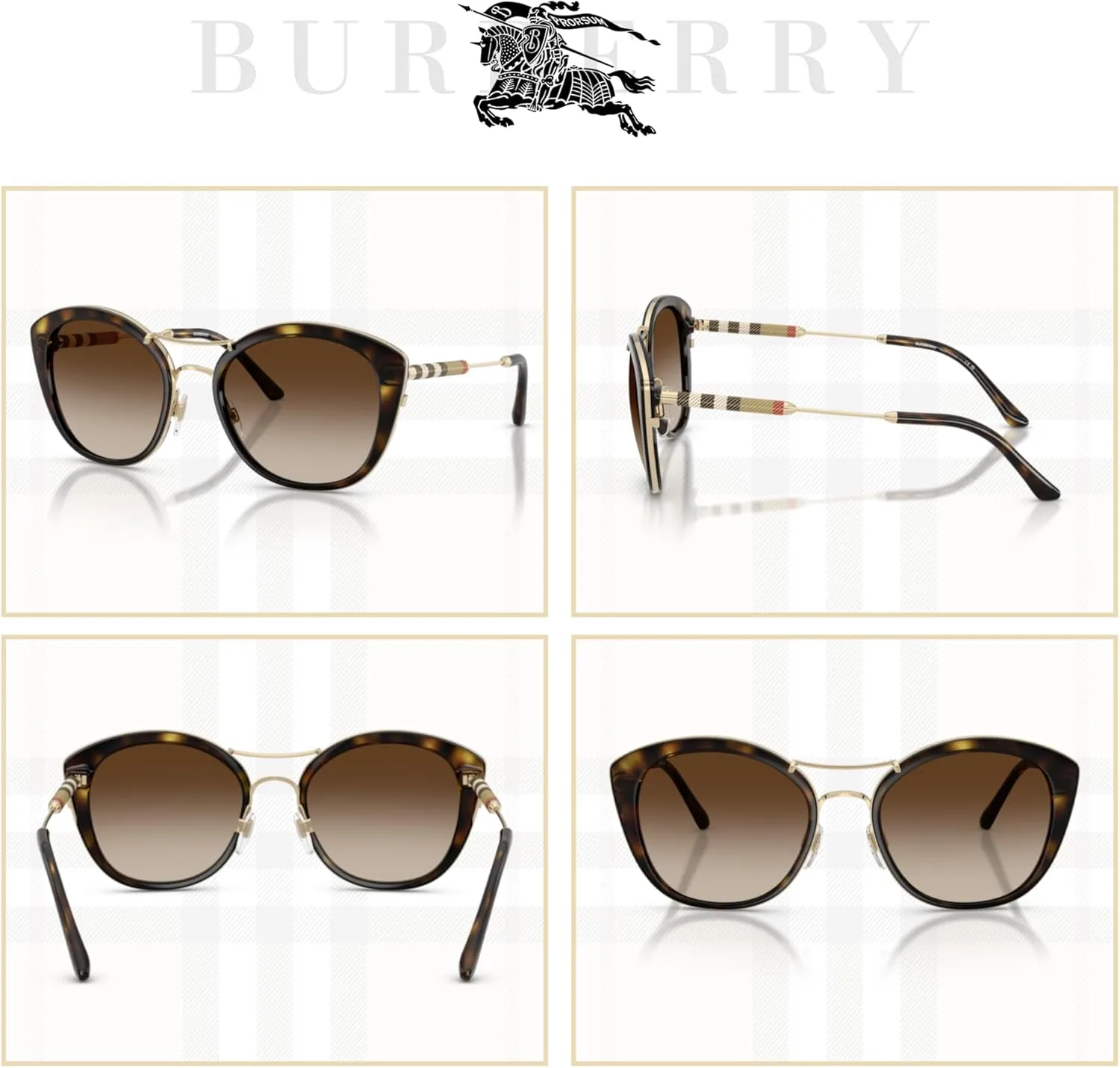BURBERRY BE4251Q Round Sunglasses For Women   BUNDLE with Designer iWear Eyewear Kit