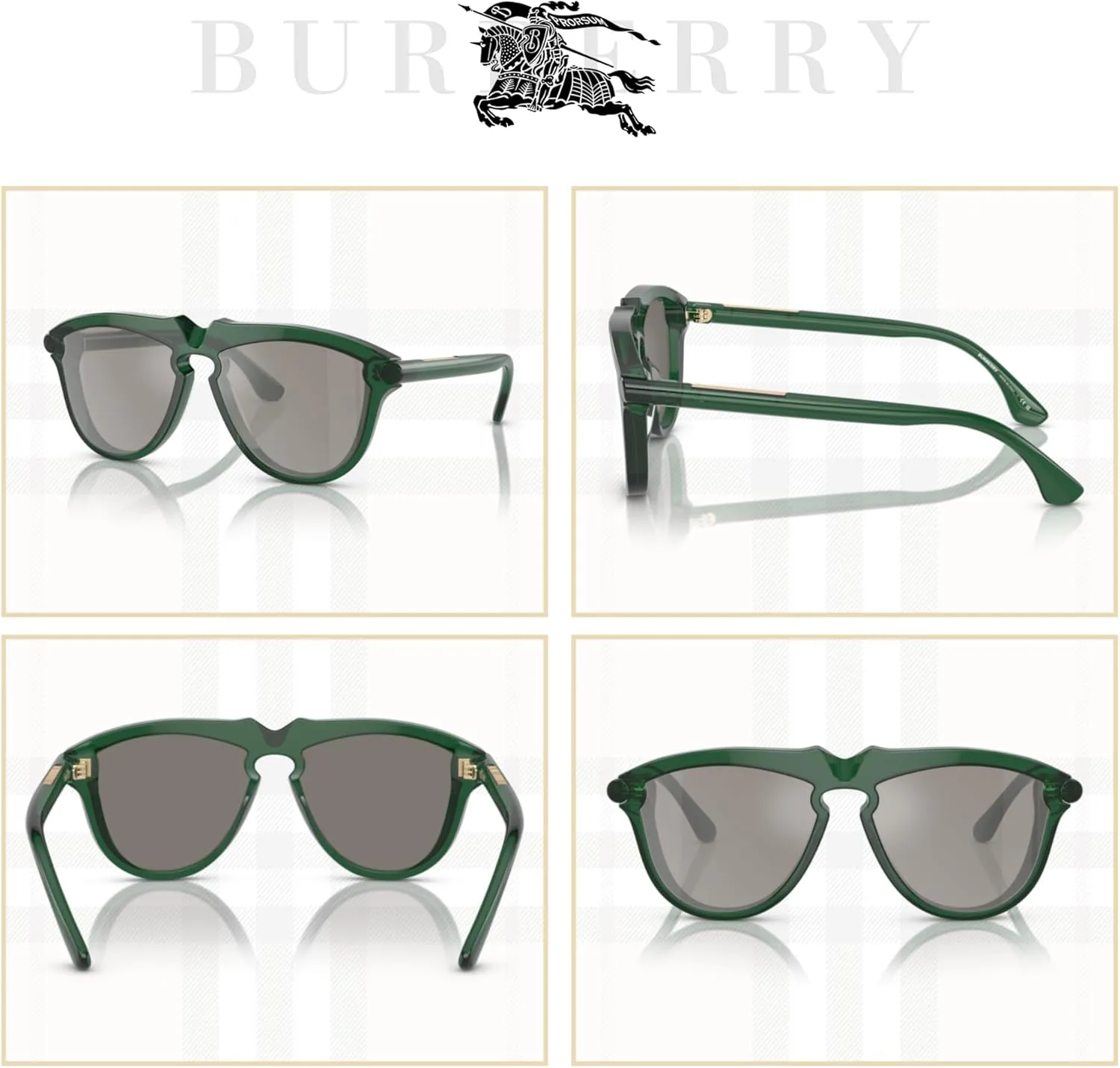 BURBERRY BE4417U Aviator Sunglasses for Men   BUNDLE With Deisgner iWear Complimentary Eyewear Kit