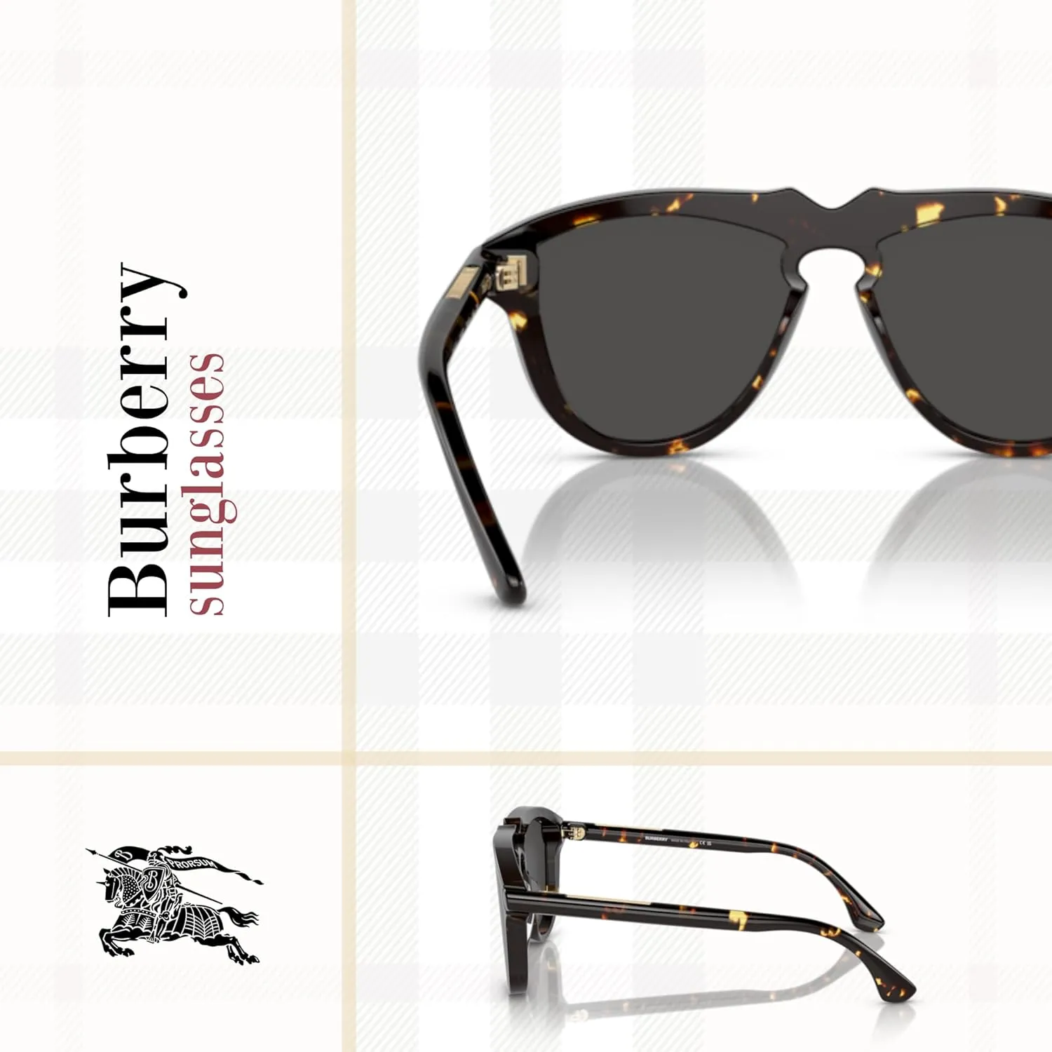 BURBERRY BE4417U Aviator Sunglasses for Men   BUNDLE With Deisgner iWear Complimentary Eyewear Kit