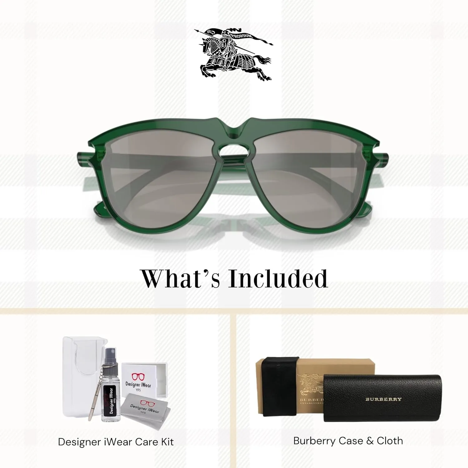 BURBERRY BE4417U Aviator Sunglasses for Men   BUNDLE With Deisgner iWear Complimentary Eyewear Kit
