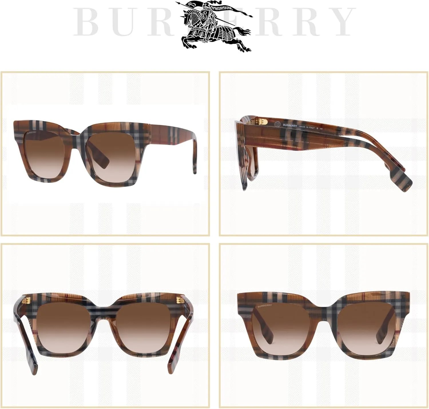 BURBERRY Kitty BE4364 Square Sunglasses for Women   BUNDLE With Designer iWear Eyewear Kit