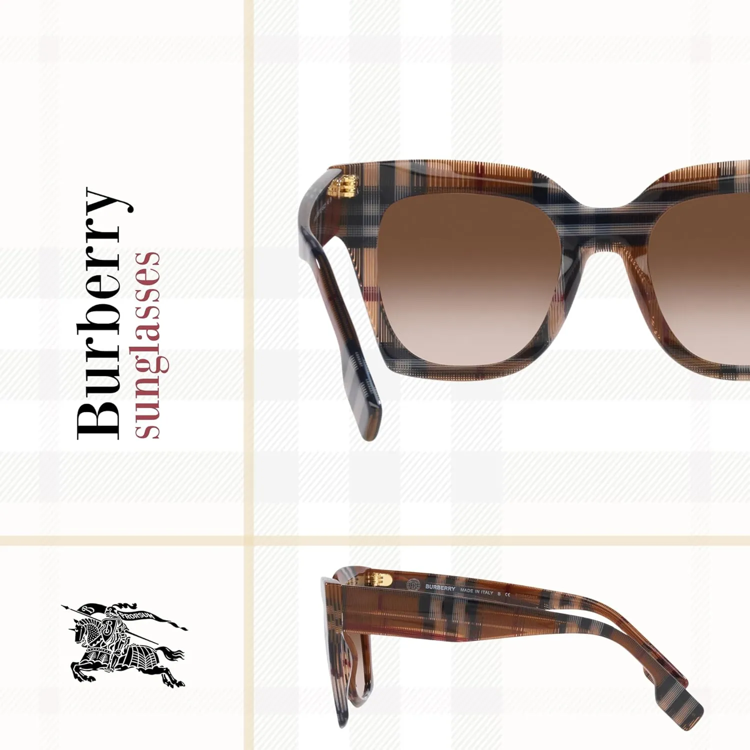 BURBERRY Kitty BE4364 Square Sunglasses for Women   BUNDLE With Designer iWear Eyewear Kit