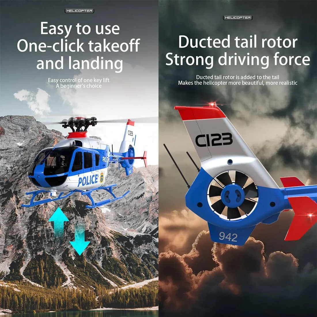 C123 Remote Control Helicopter for Beginners, 1/36 Scale 2.4G 6CH RC Helicopter with 6-Axis Gyro & 3D Rolling / 6G, Flying Aircraft Airplane Model Toy for Adults, RTF - 3 Battery