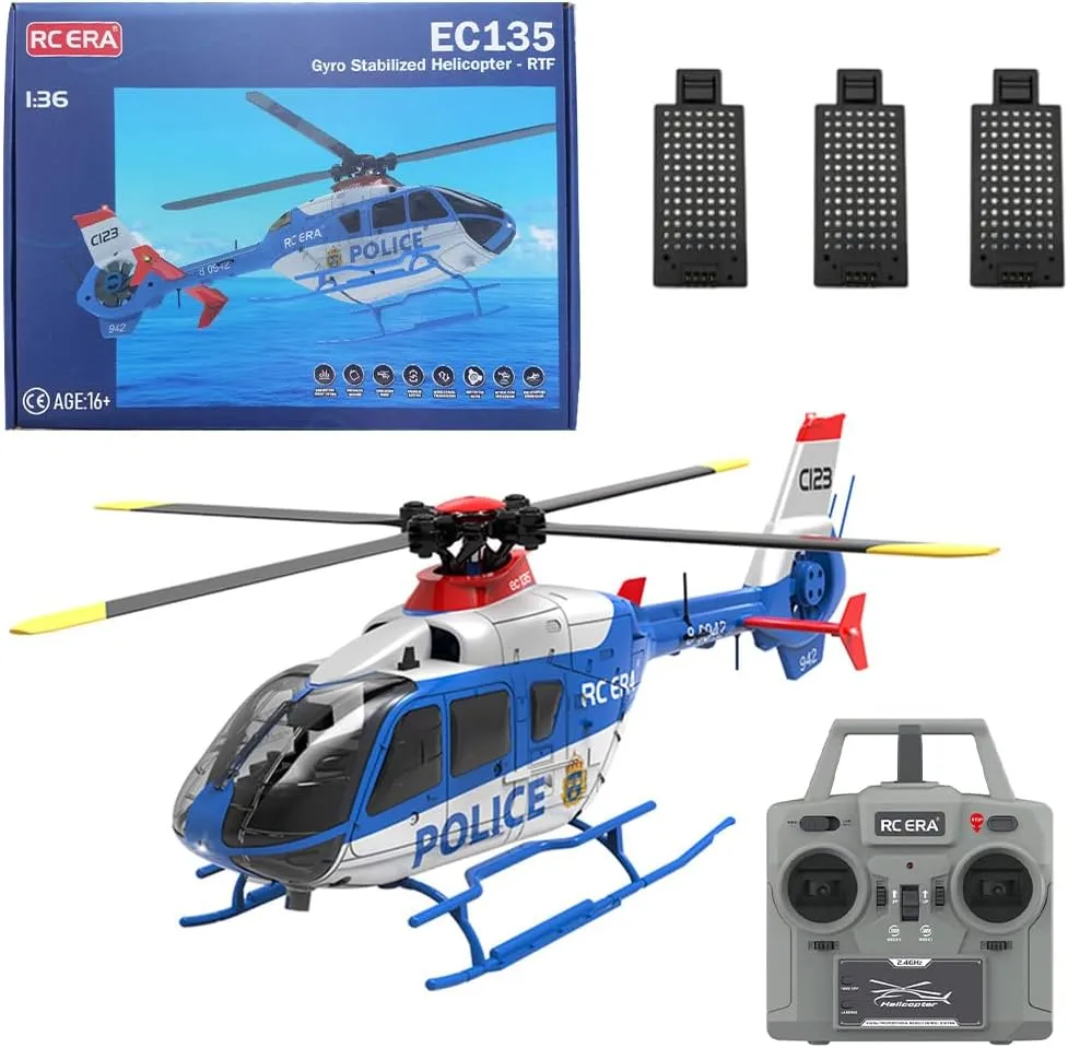 C123 Remote Control Helicopter for Beginners, 1/36 Scale 2.4G 6CH RC Helicopter with 6-Axis Gyro & 3D Rolling / 6G, Flying Aircraft Airplane Model Toy for Adults, RTF - 3 Battery