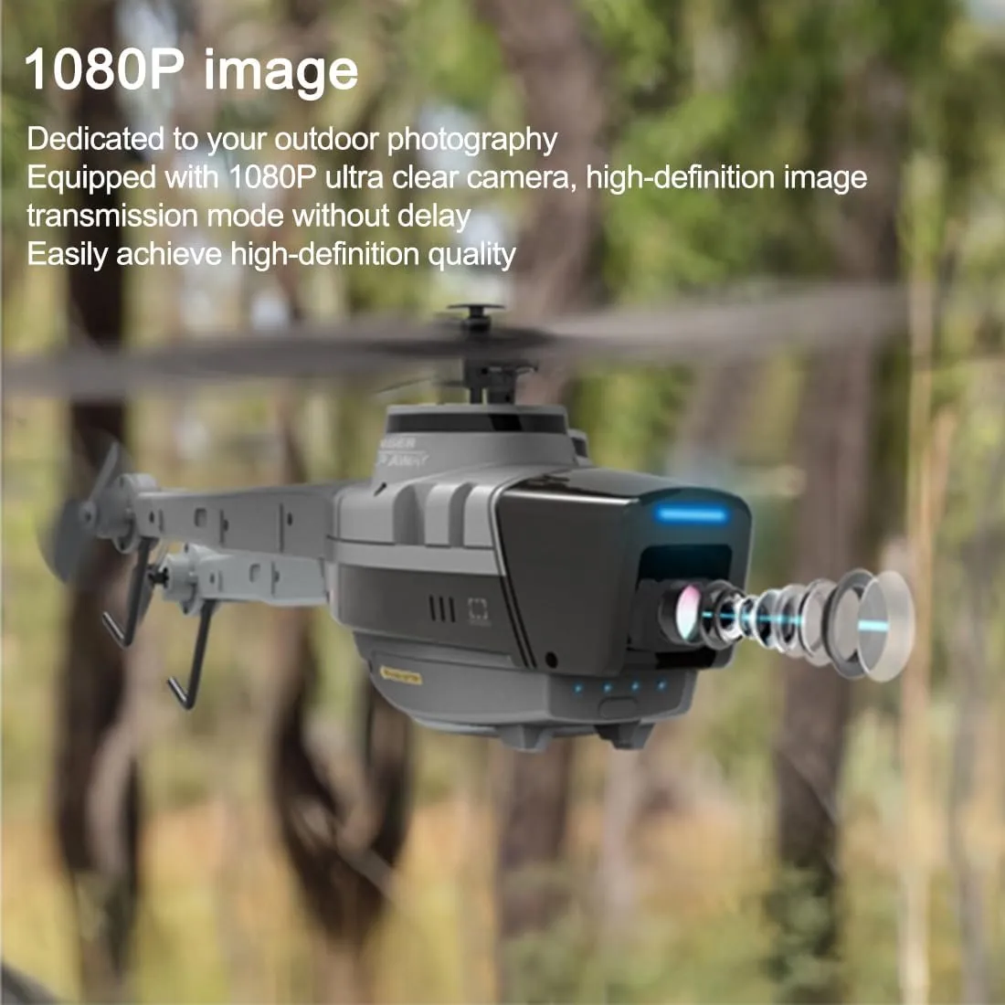 C128 RC Helicopter, 2.4G 4CH Remote Control Helicopter with Camera for Adults, Single-Rotor Aileronless RC Military Aircraft Helicopter Model, RC Flying Machines Indoor Outdoor-RTF