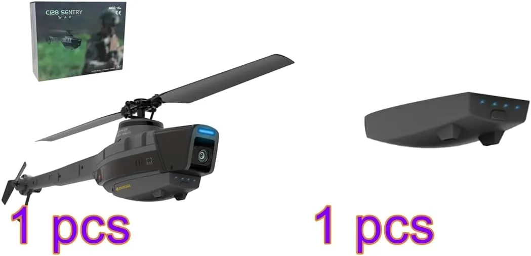 C128 RC Helicopter for Adults, 2.4G 4CH Remote Control Helicopter with Camera, Aileronless RC Aircraft Military Helicopter RC Drone Model, RC Airplane Aerial Vehicle Gift -RTF