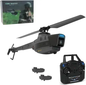 C128 Scout Drone Helicopter with 1080P Camera, Military Remote Control Helicopter for Adults, 2.4G Aerial Vehicle Reconnaissance, Take Off/Landing, 6-Axis Gyro (2 Batteries)