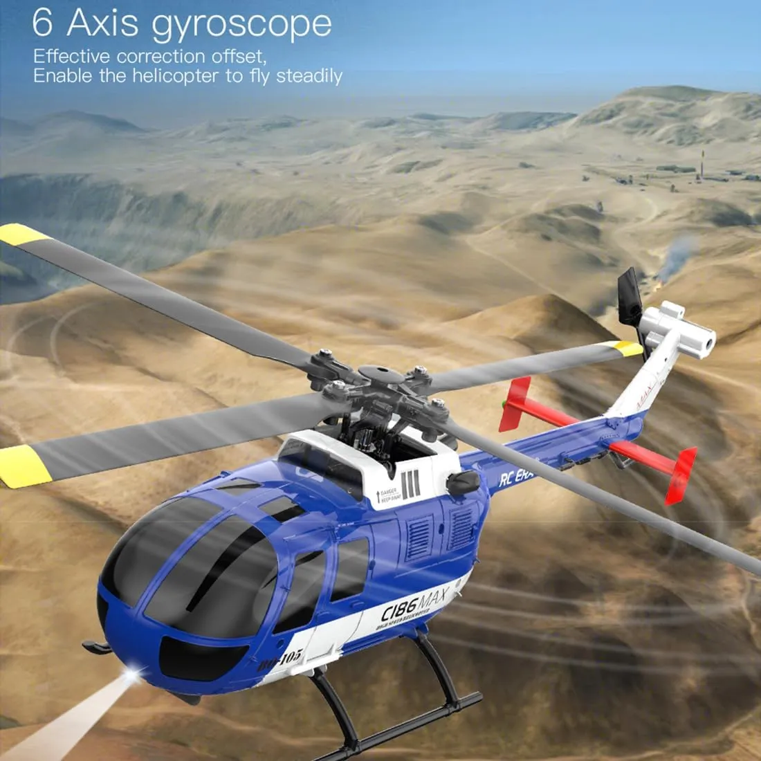 C186MAX Remote Control Helicopter, Ultra-high Simulated RC Helicopter, 6G 4CH RC Electric Airplane Model, Collectable RC Flying Helicopte for Adults - RTF