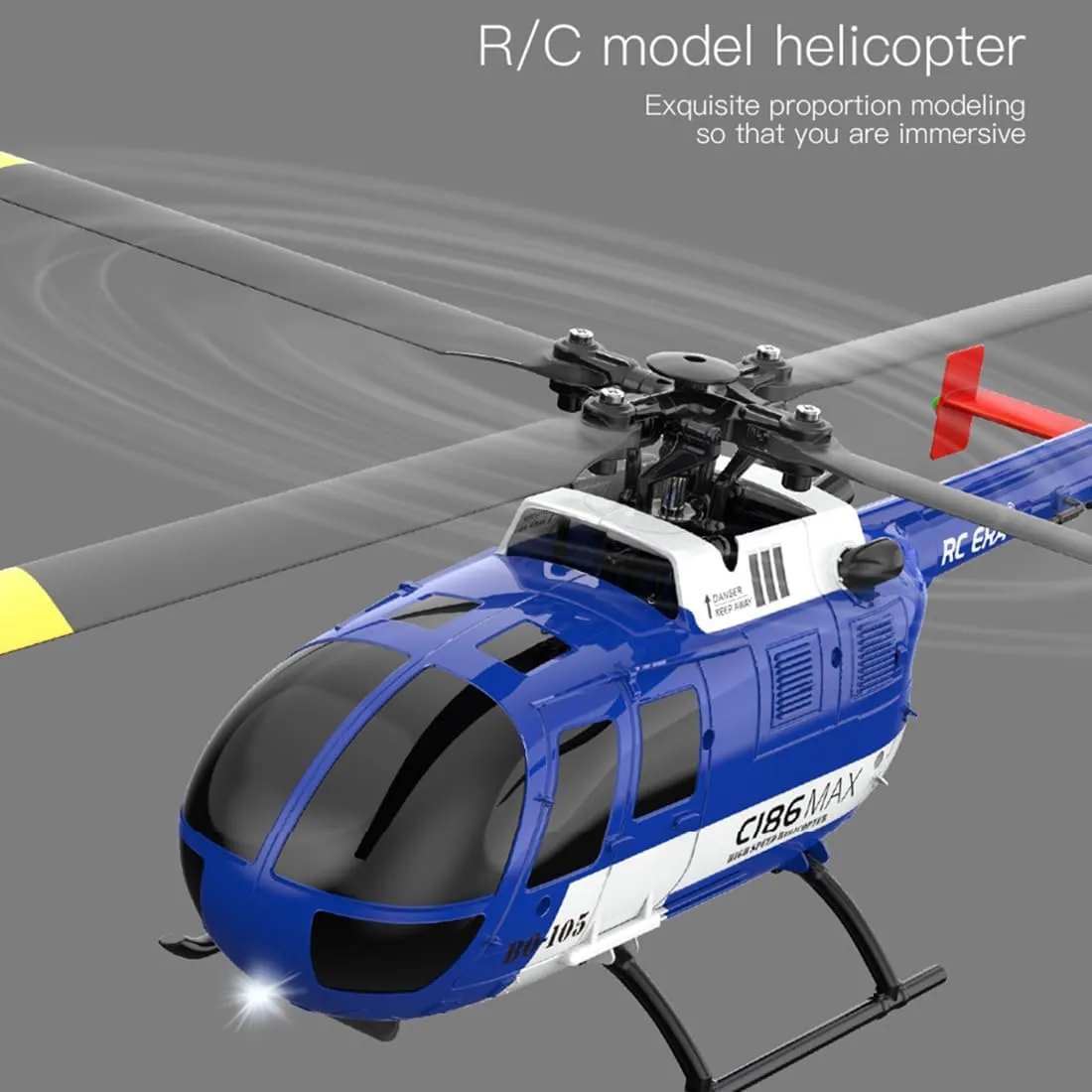 C186MAX Remote Control Helicopter, Ultra-high Simulated RC Helicopter, 6G 4CH RC Electric Airplane Model, Collectable RC Flying Helicopte for Adults - RTF