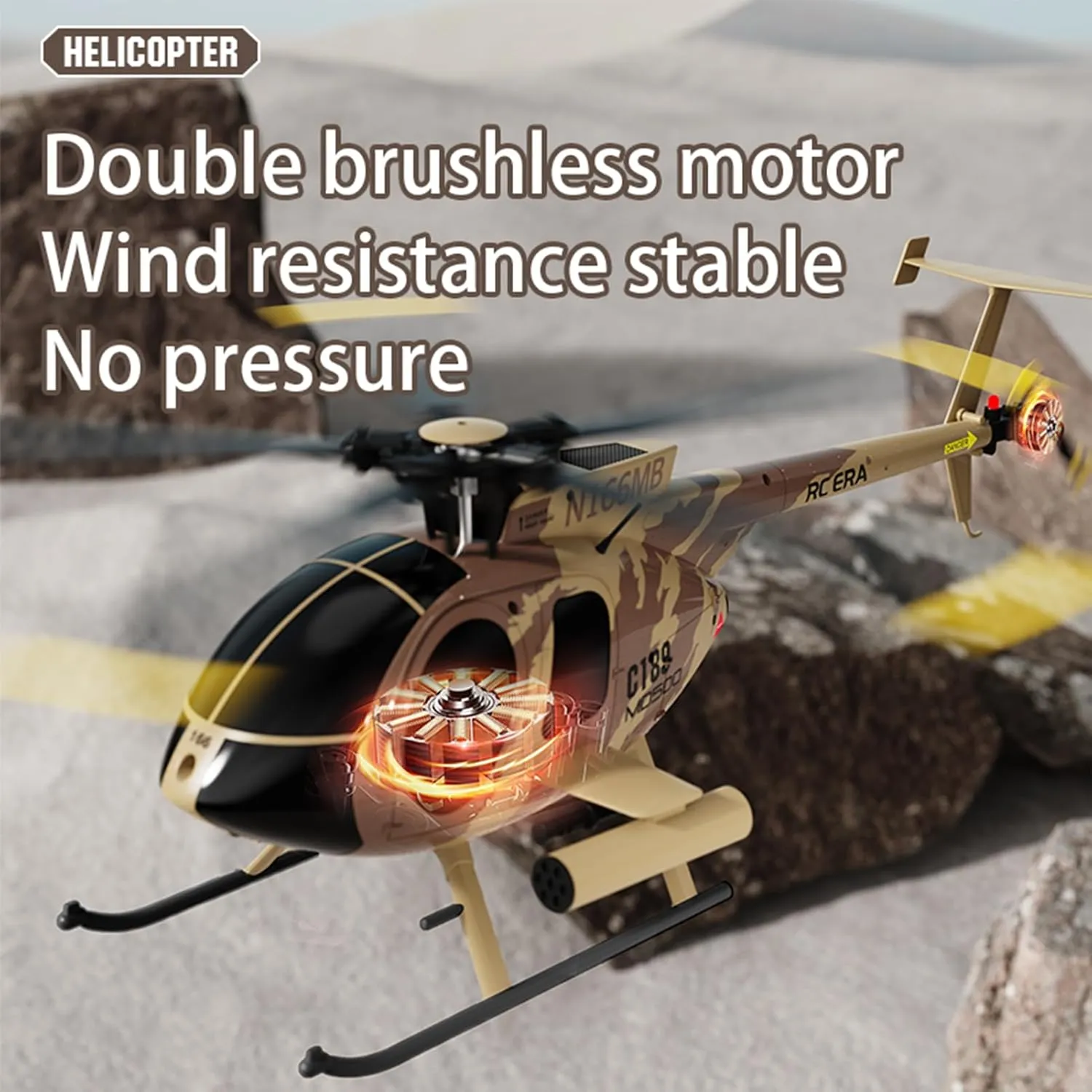 C189 MD500 Little Bird RC Helicopter,1:28 2.4G 4CH Single-Rotor Helicopter with 6-axis Gyro & Dual Brushless Motors,RC Aircraft for Adults RTF (Camouflage)
