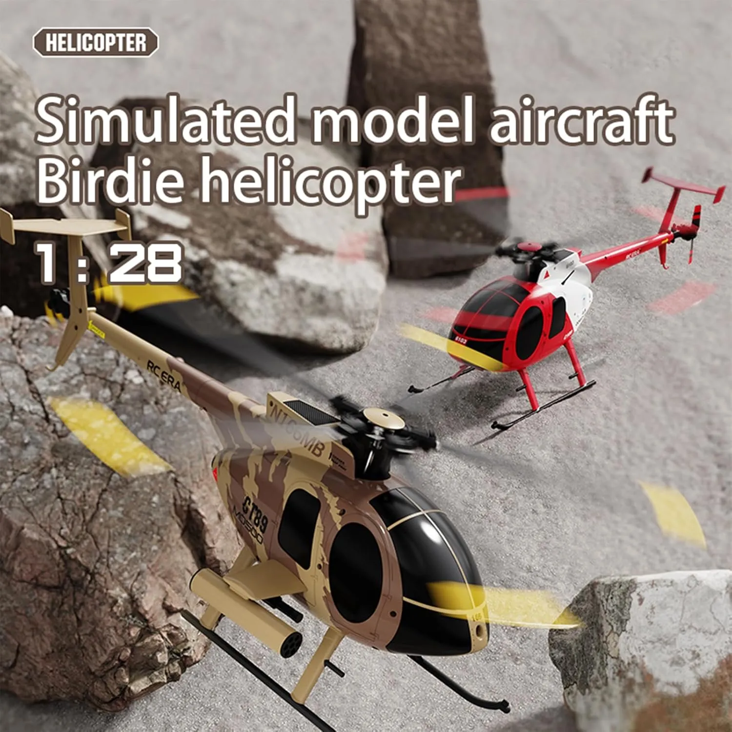 C189 MD500 Little Bird RC Helicopter,1:28 2.4G 4CH Single-Rotor Helicopter with 6-axis Gyro & Dual Brushless Motors,RC Aircraft for Adults RTF (Camouflage)