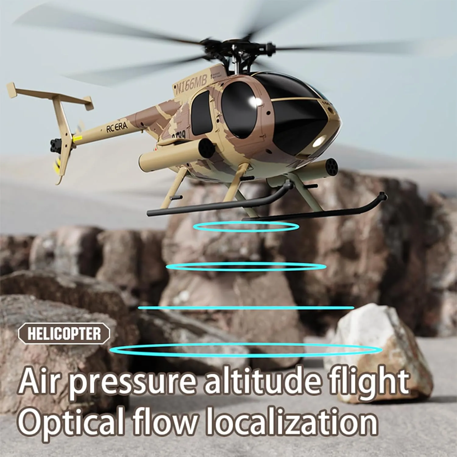C189 MD500 Little Bird RC Helicopter,1:28 2.4G 4CH Single-Rotor Helicopter with 6-axis Gyro & Dual Brushless Motors,RC Aircraft for Adults RTF (Camouflage)