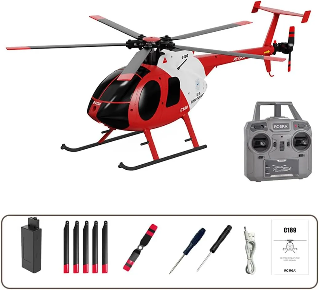 C189 RC Helicopter for Adults Beginners, 1/28 2.4G 4CH Single Rotor 6G 6-Axis Gyro RC Aircraft Remote Control Helicopter with Optional Optical Flow Positioning (RTF Version)