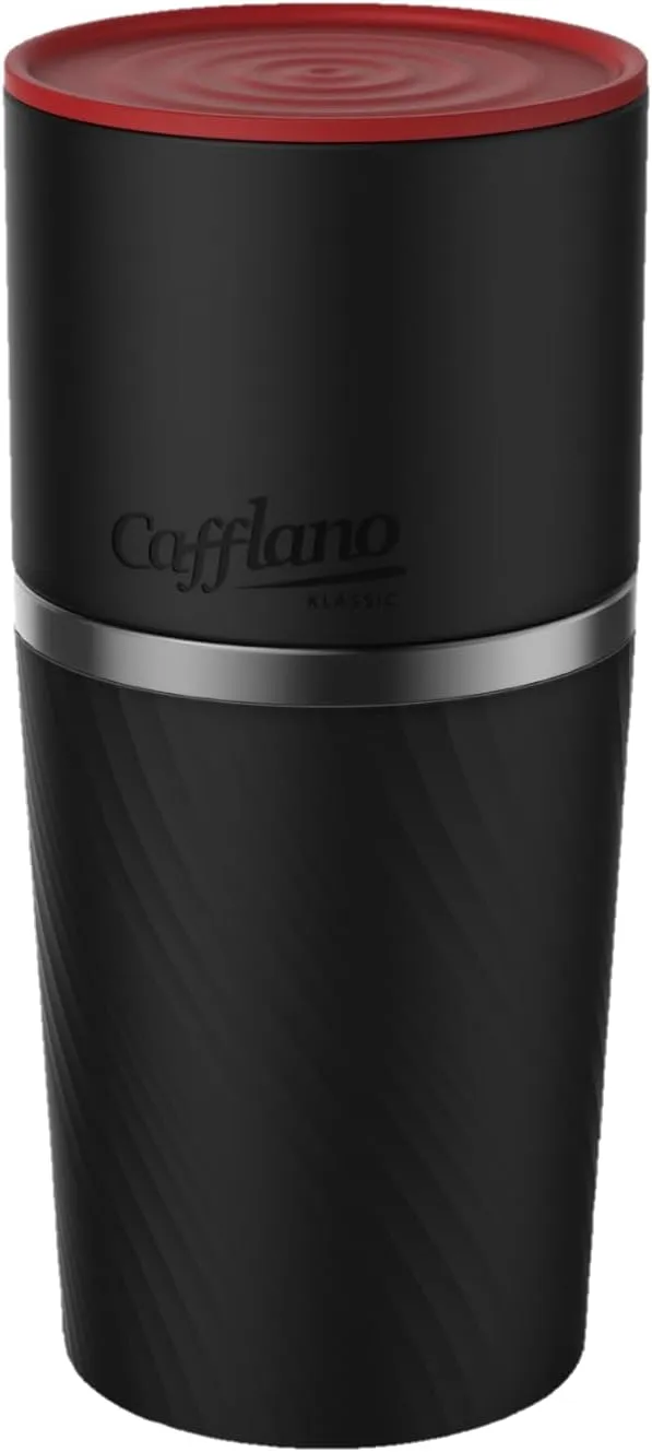 Cafflano Klassic : All-in-1, Drip Kettle Grinder Permanent Stainless Filter Dripper Double-wall Tumbler, Pourover, Coffee Maker for Camping & Travel