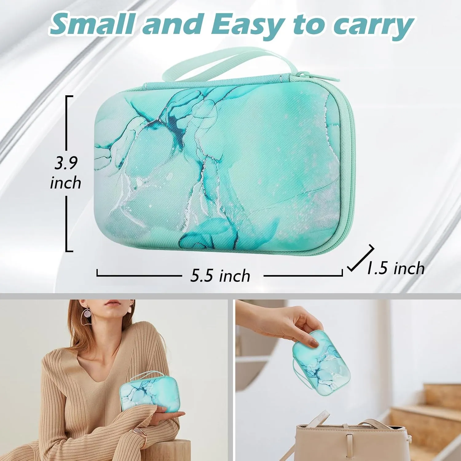 CameCosy DIY Phone Charger Cover Storage Sets USB Earphone Wire Saver Cable Organizer with Travel Storage Bag, Soft Cute Cable Protector Phone Charger Protector Compatible for iPhone(Green Marble)