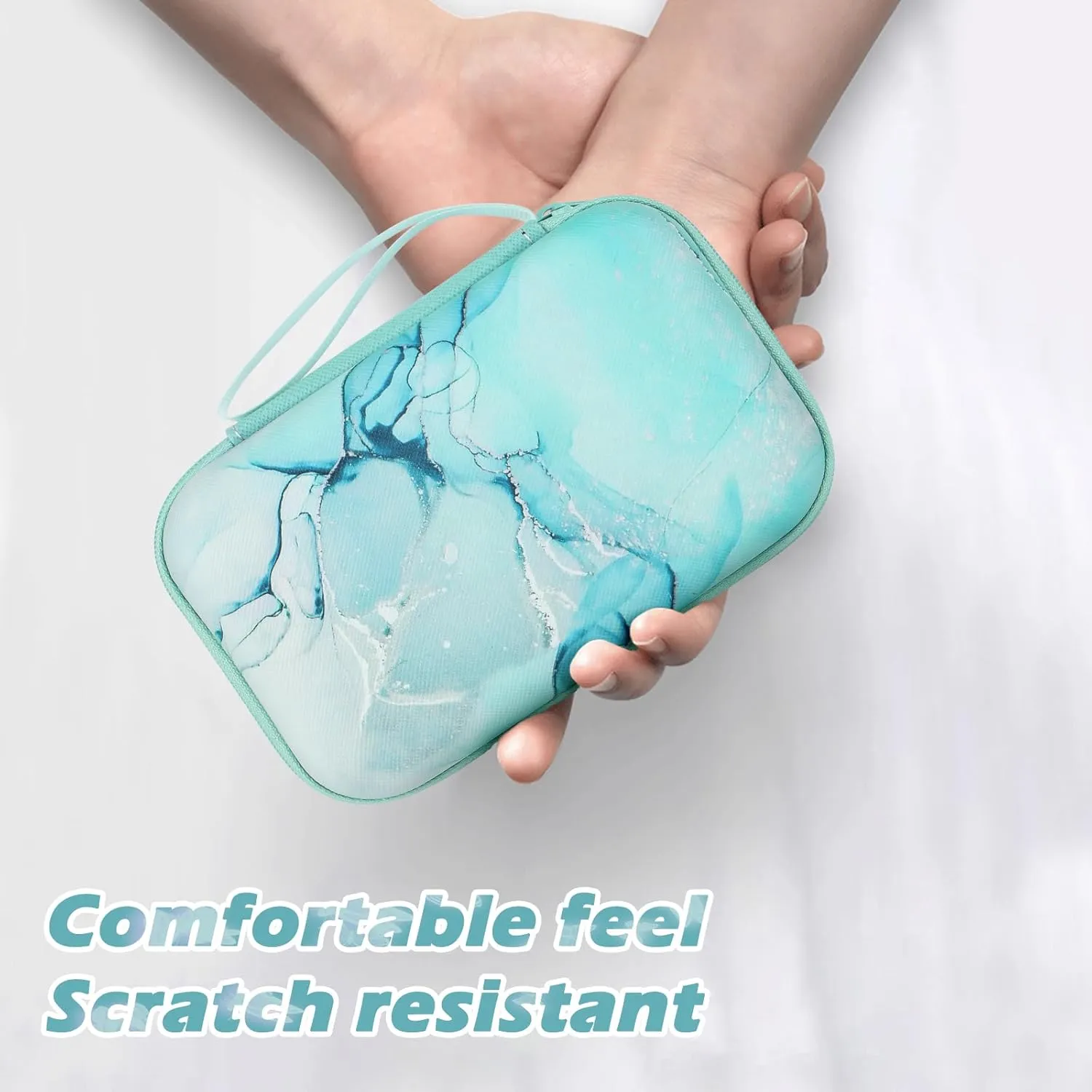 CameCosy DIY Phone Charger Cover Storage Sets USB Earphone Wire Saver Cable Organizer with Travel Storage Bag, Soft Cute Cable Protector Phone Charger Protector Compatible for iPhone(Green Marble)
