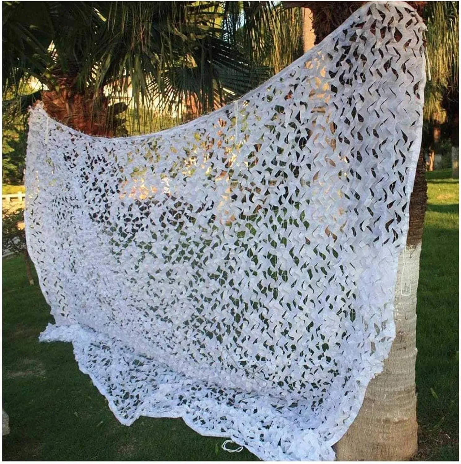Camouflage Net Lightweight Camo Tarp Cover Sun Shade Cloth for Hunting Blind Decoration Party Fence Shooting Camping Photography Outdoor White Customize