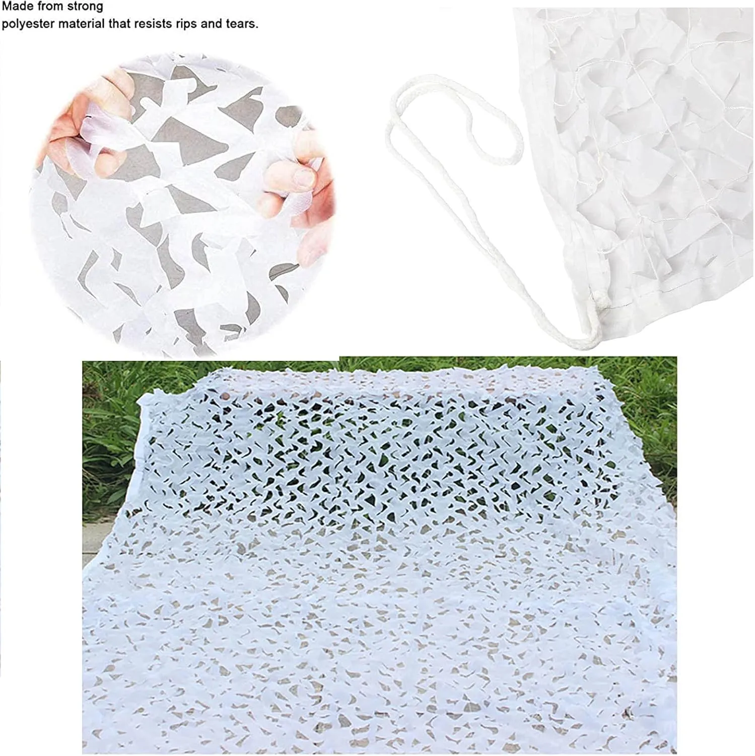 Camouflage Net Lightweight Camo Tarp Cover Sun Shade Cloth for Hunting Blind Decoration Party Fence Shooting Camping Photography Outdoor White Customize