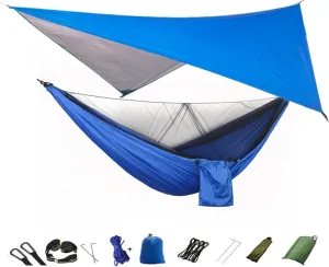 Camping Hammock Net and Hammock Canopy Portable Nylon for Hiking Camping Survival Travel Blueandblue