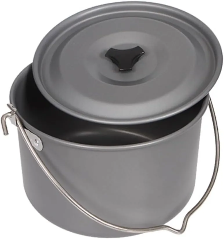 Camping Kitchen Utensil Camping Cooker Outdoor Picnic Picnic Large Hanging Pot Camping Single Pot for Outdoor Cooking(Black)