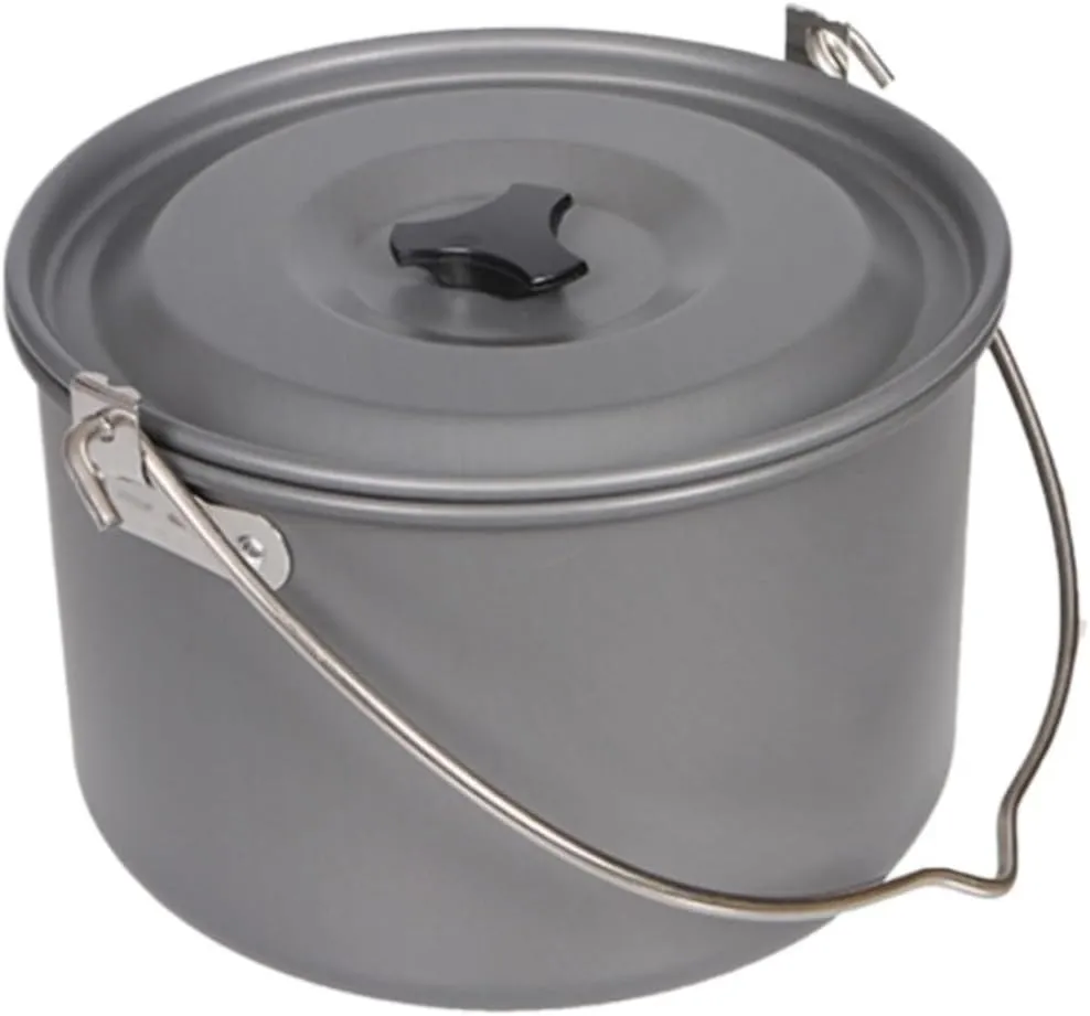 Camping Kitchen Utensil Camping Cooker Outdoor Picnic Picnic Large Hanging Pot Camping Single Pot for Outdoor Cooking(Black)